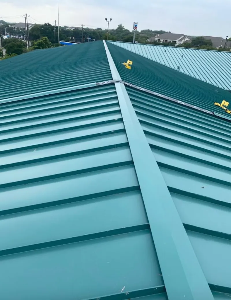 Green commercial metal roof ridge and valley for Metal Roof Repair in Chickasha